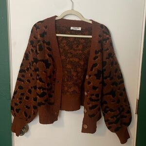 Cheetah Print Sweater Cardigan